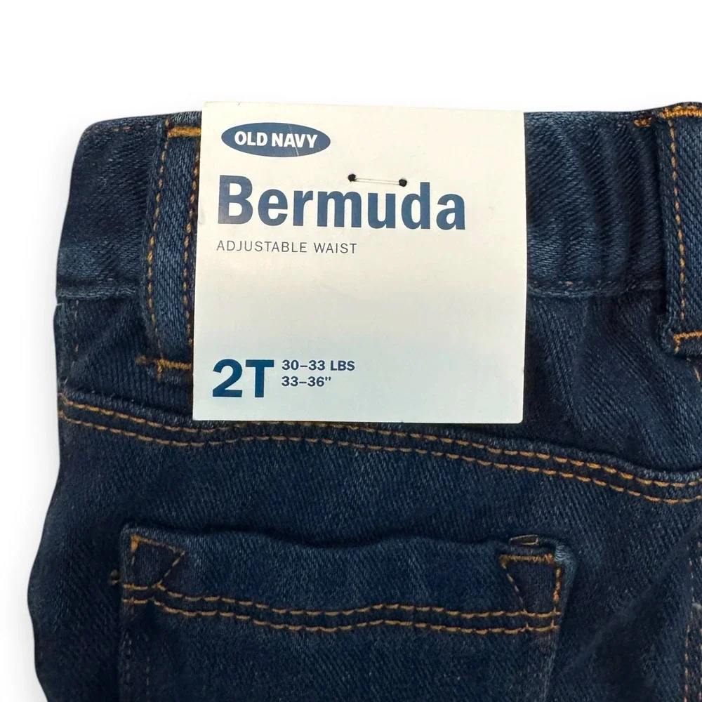 NWT Old Navy Toddler 2T Bermuda Denim Shorts 2pk Dark & Light Wash